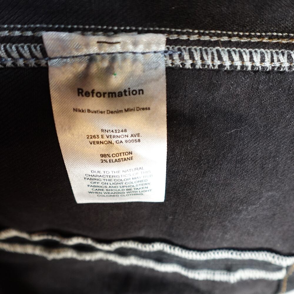 Reformation Dress Womens 10 Nikki Bustier Denim Mini Palermo Wash Sleeveless - Picture 9 of 12